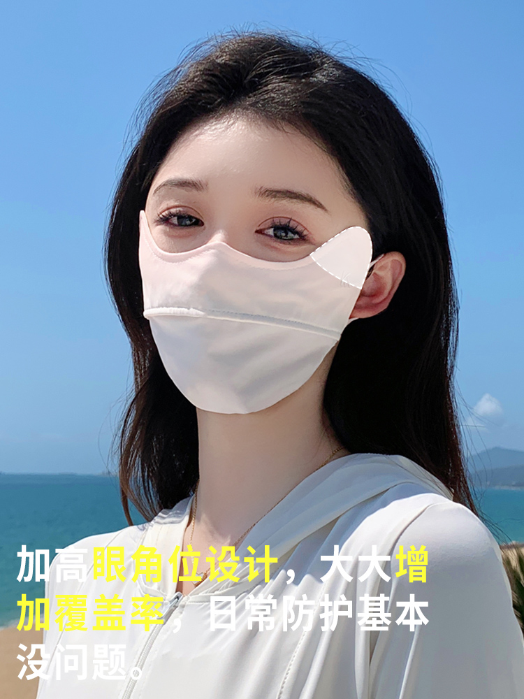 渐变防晒口罩女高颜值2024新款防紫外线夏季遮阳冰丝透气全脸面罩 - 图2