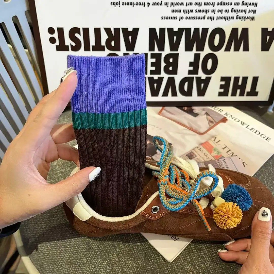 秋冬季女袜子韩系长筒堆堆袜日系复古撞色条纹中筒袜,淘宝优惠券,粉丝福利购,淘宝优惠卷