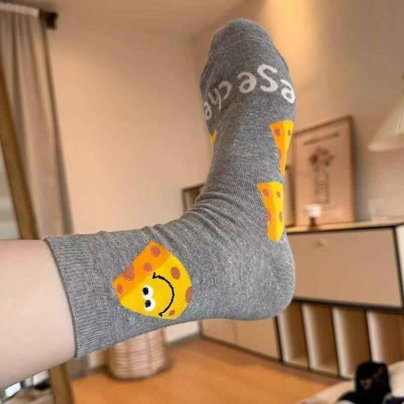 新款时尚百搭女袜子可爱甜甜圈披萨卡通少女袜彩色休闲字母袜子女,淘宝优惠券,粉丝福利购,淘宝优惠卷