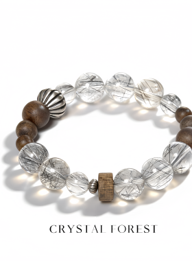 CFCO【黑桃A】黑发晶沉香高级大气百搭设计款水晶手串