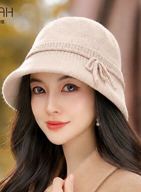 布塔羊毛针织帽女秋冬保暖渔夫帽显脸小休毛线帽闲百搭气质盆帽子
