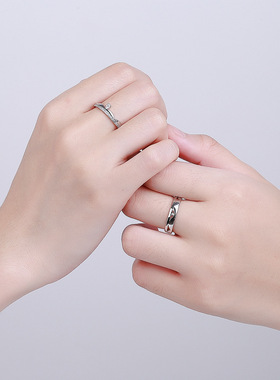 公主与骑士情侣戒指男女一对网红韩版s925纯银对戒小众设计银指环