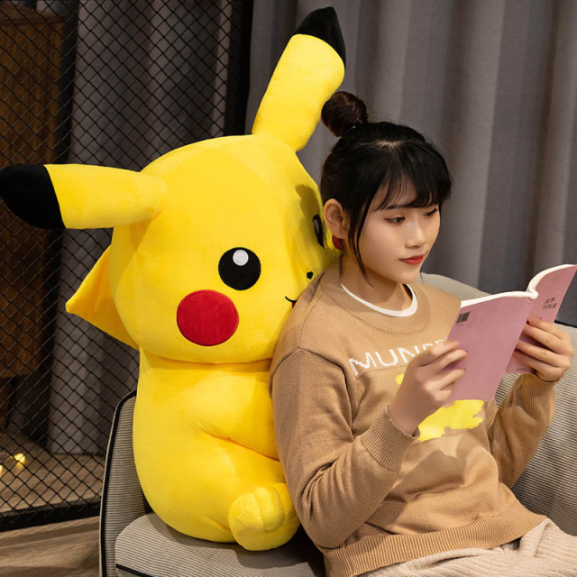 ແທ້ຈິງແລ້ວ Pikachu doll plush toy ໃຫຍ່ doll Pikachu pillow doll ຂອງຂວັນວັນເກີດຂອງເດັກນ້ອຍກາຕູນແມ່ຍິງ