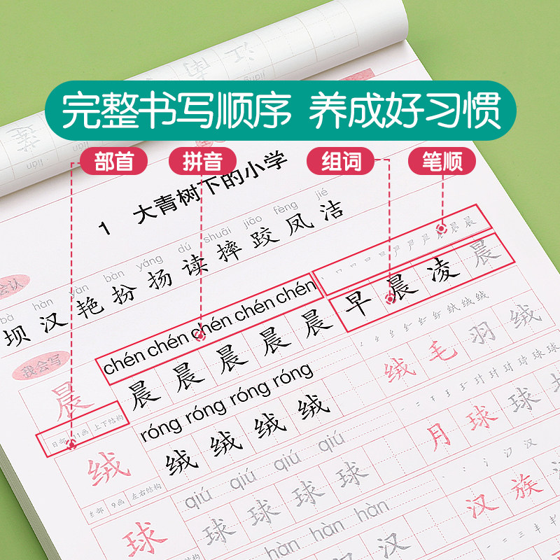 2026新版三年级上册下册语文同步临摹练字帖人教版写字帖小学生专用字帖每日一练钢笔笔画笔顺练习册练字本贴硬笔书法儿童作文楷书,淘宝优惠券,粉丝福利购,淘宝优惠卷