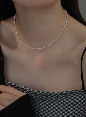 新款正圆高光珍珠项链女小米珠锁骨链轻奢小众高级感人造珍珠颈链