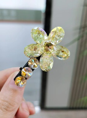 新品水晶鸽子蛋花朵小号发夹迷你鸭嘴夹压夹边夹发卡刘海夹施华