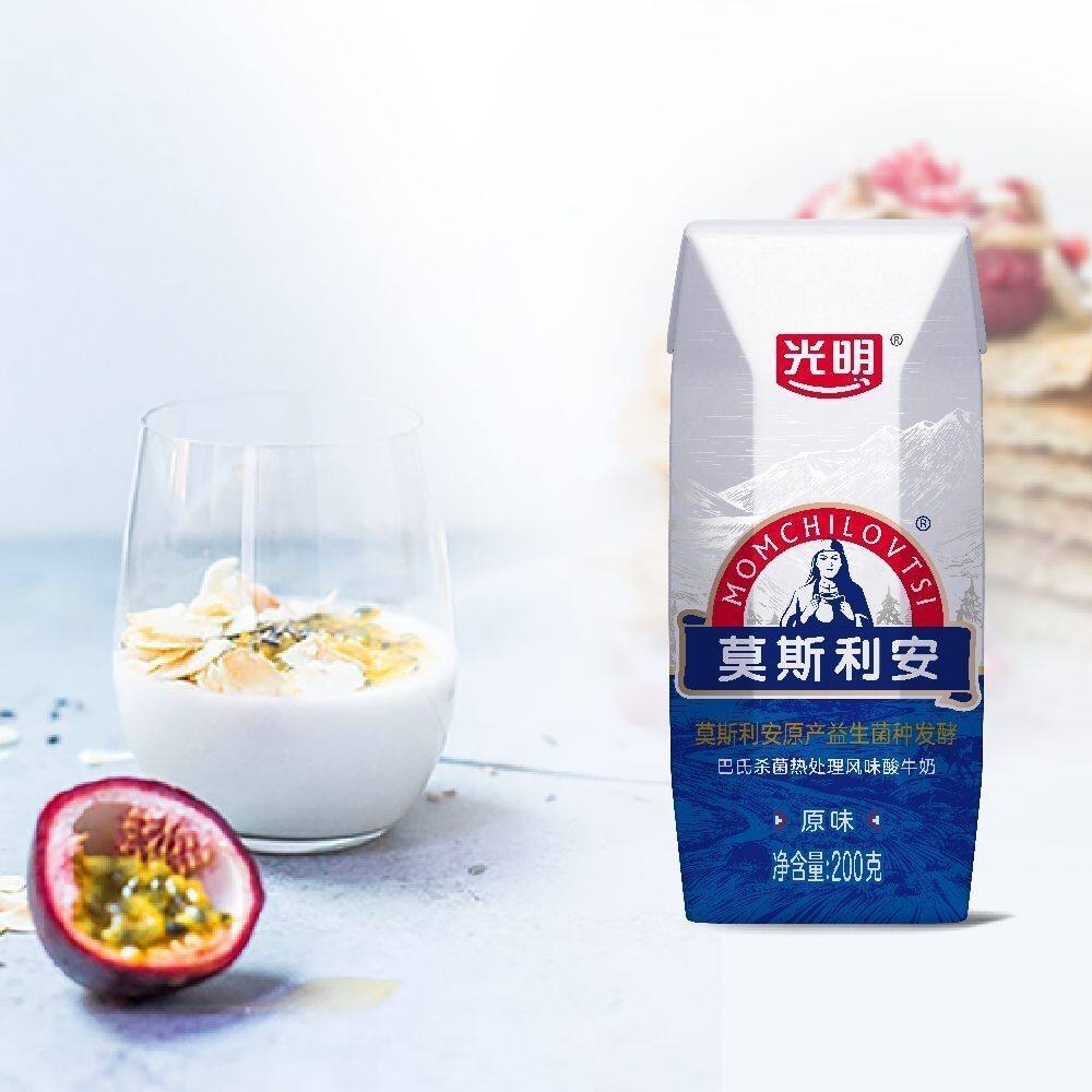 10月光明莫斯利安常温原味酸奶200g*12盒营养儿童早餐生牛乳