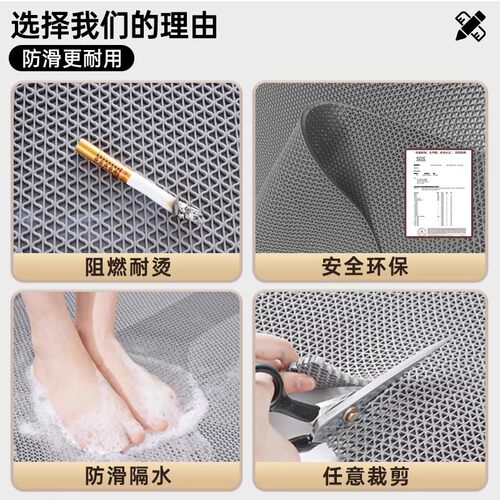 pvc镂空防滑地垫厨房厕所防滑垫浴室塑料防水垫地毯门垫卫生间 - 图3