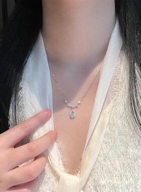 520情人节人鱼之泪项链轻奢高级银色吊坠节日礼物送女友送母亲