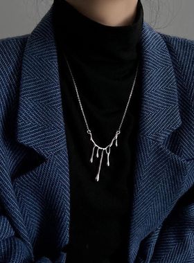 水滴熔岩项链女轻奢小众ins潮冷淡风嘻哈毛衣链辣妹配饰锁骨链女