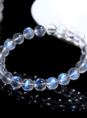 天然奶油体蓝月光手链 清新蓝色月光石手链