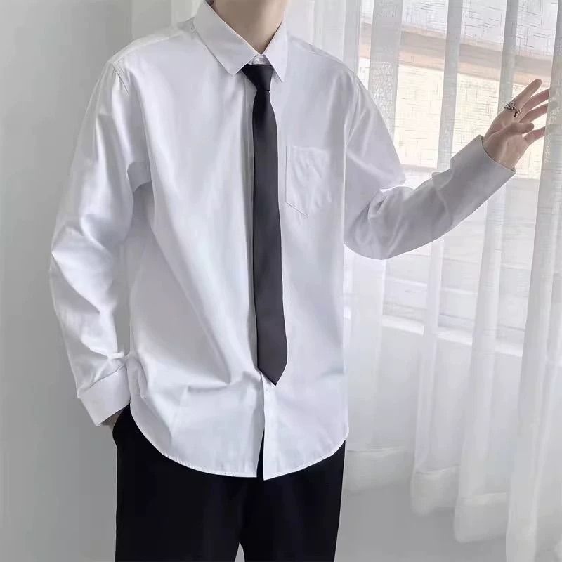 白衬衫男长袖dk制服内搭衬衣西装套装学生班服工作服寸衣正装夏季-图1