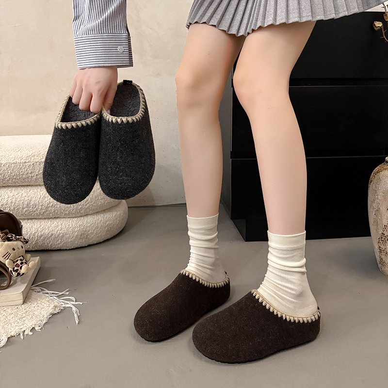 巨好看厚底勃肯鞋加绒保暖包头毛毛拖鞋女外穿2025新款秋冬棉拖鞋 - 图3