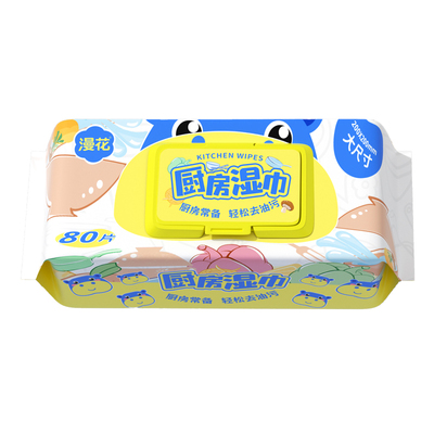 漫花厨房专用湿巾80抽家用装湿巾