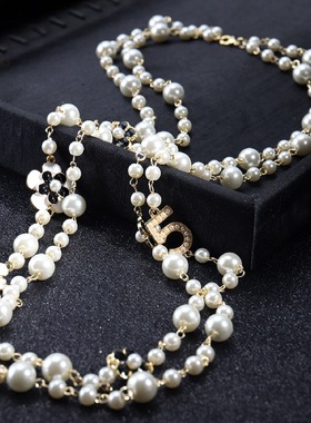 长款珍珠项链女轻奢气质百搭网红装饰品毛衣链小香风欧美外贸批发