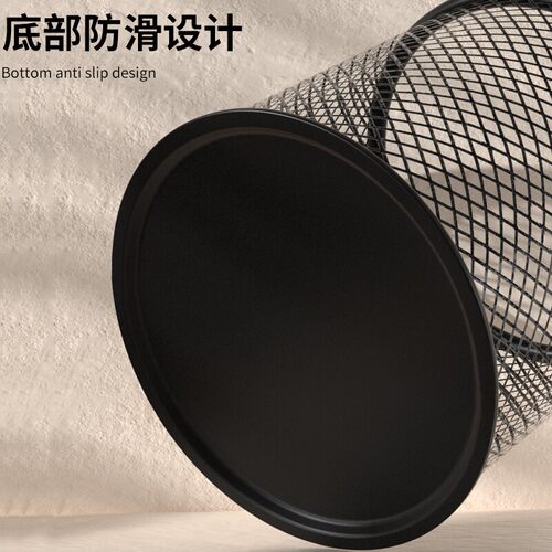 简约大容量收纳黑色笔桶笔筒笔插学生多功能装笔放笔学生文具笔座笔架收纳摆件办公专用用品超大金属网格 - 图1