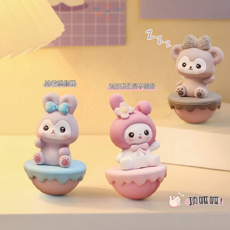 不倒翁治愈情绪小摆件可爱办公室桌面装饰品工位解压生日礼物女生