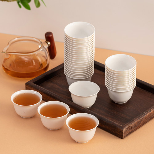 一次性稻壳茶杯功夫茶杯泡茶小号杯收纳架架子加厚重复喝茶食品级 - 图2