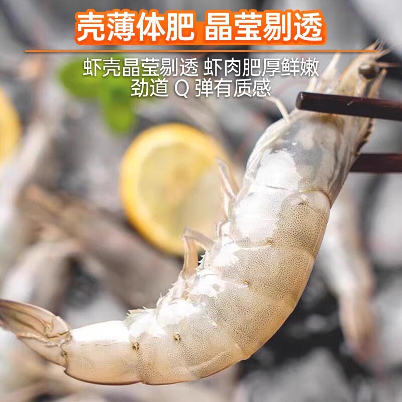 大虾鲜活速冻特大厄瓜多尔白虾非鲜盐冻厄瓜海虾海鲜水产年货节