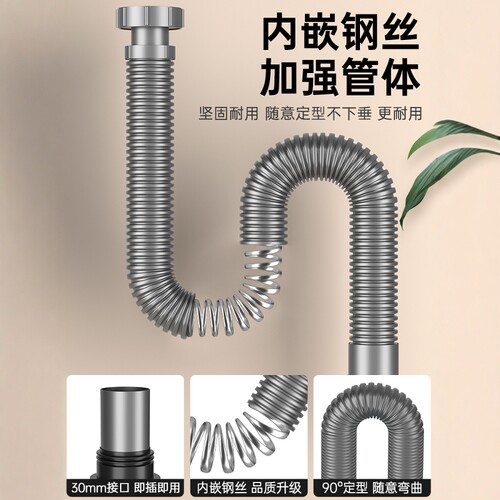 下水管排水管洗脸盆池可伸缩下水道排水管洗手间厨房防返水臭软管 - 图1