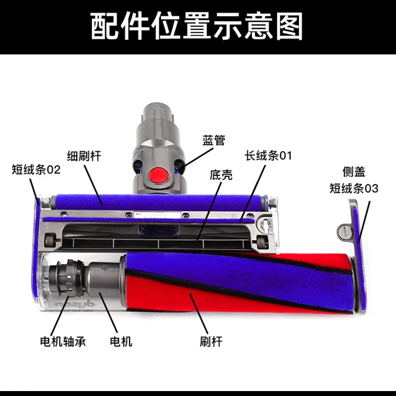 适用于dyson戴森吸尘器配件v6v7v8v1011电动吸头更换蓝色软管直驱 - 图0