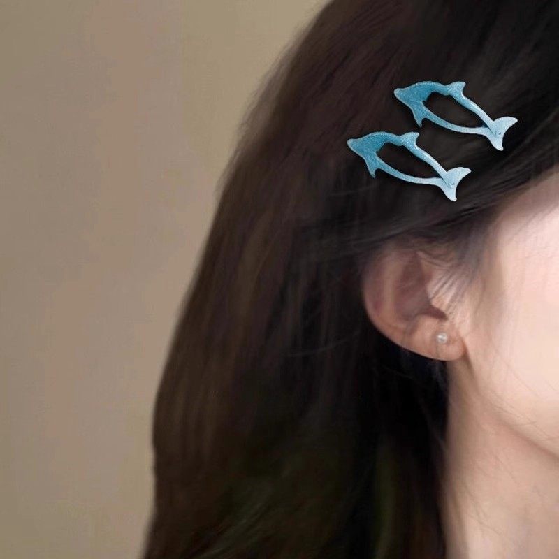 多巴胺蓝色海豚发夹女2025新款前额刘海侧边夹可爱发卡后脑勺发饰,淘宝优惠券,粉丝福利购,淘宝优惠卷