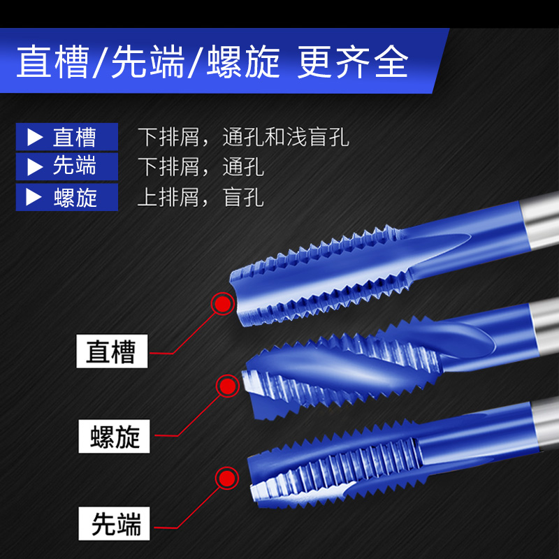 含钴镀钛不锈钢丝攻专用螺旋机用丝锥m3m4m5m6m8m10攻丝钻头直槽