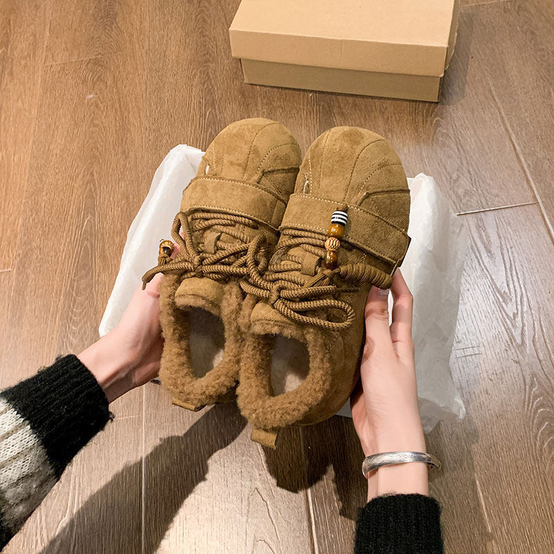 厚底勃肯鞋女款2025新款冬季爆款加绒加厚保暖雪地靴豆豆毛毛棉鞋,淘宝优惠券,粉丝福利购,淘宝优惠卷