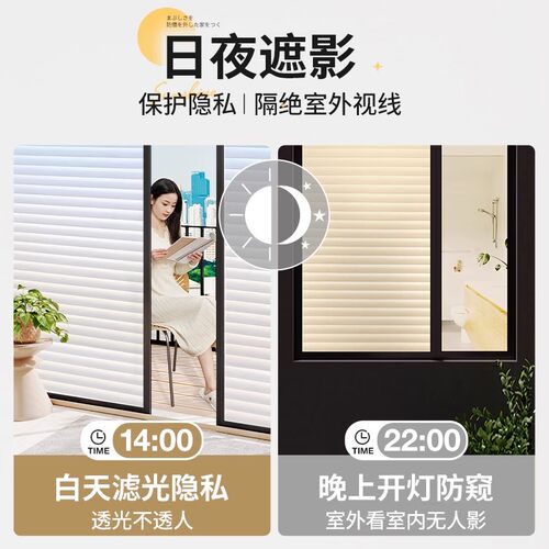 【进口加厚】百叶窗户玻璃贴纸浴室卫生间防窥磨砂贴膜透光不透明 - 图1