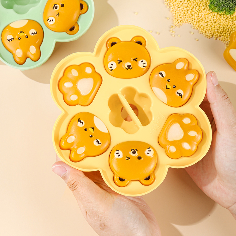 宝宝辅食蒸糕模具可蒸煮硅胶米糕婴儿食品级专用蛋糕烘焙工具造型-图1