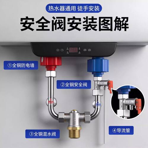 全铜加厚电热水器安全阀家用泄压阀单向止回减压阀排气阀通用配件 - 图2