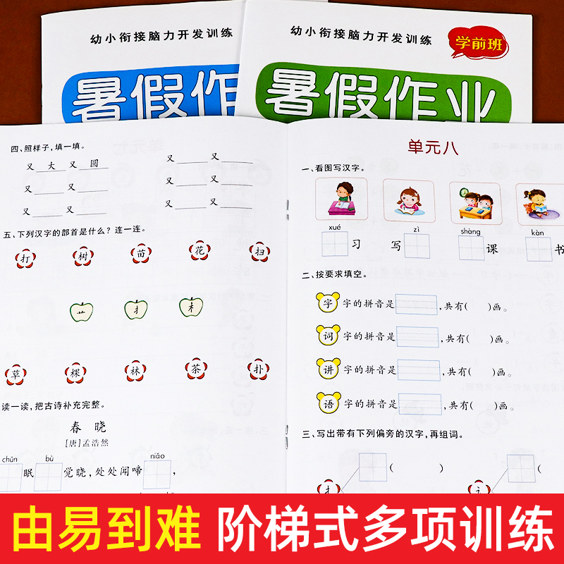 2024幼儿园大班学前班暑假作业全套拼音数学幼升小练习册幼小衔接每日一练教材练习题专项训练思维训练幼儿一年级入学准备寒假认知 - 图2