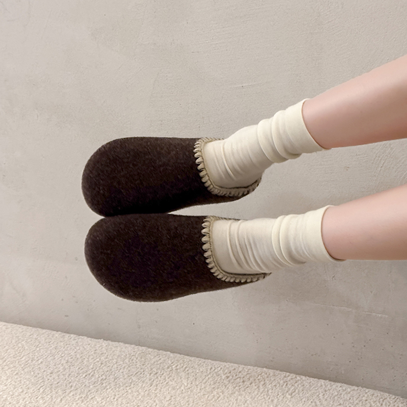 巨好看厚底勃肯鞋加绒保暖包头毛毛拖鞋女外穿2025新款秋冬棉拖鞋 - 图0