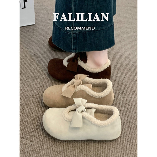 全包加绒勃肯鞋女2025新款爆款秋冬季一脚蹬毛毛鞋子孕妇博肯棉鞋 - 图3