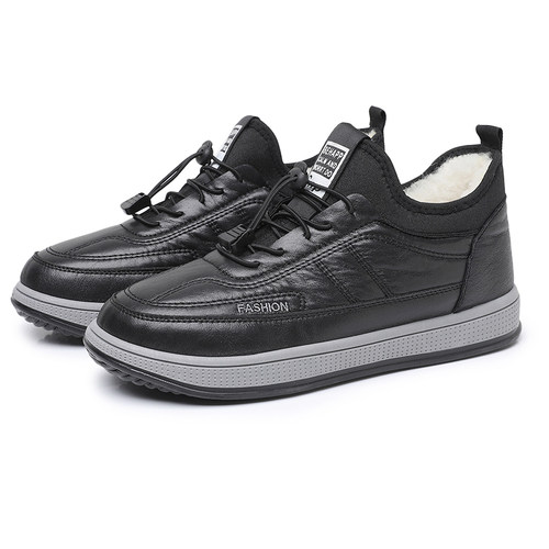 男士棉鞋加绒保暖休闲鞋冬季新款皮面潮流中老年爸爸一脚蹬懒人鞋 - 图3