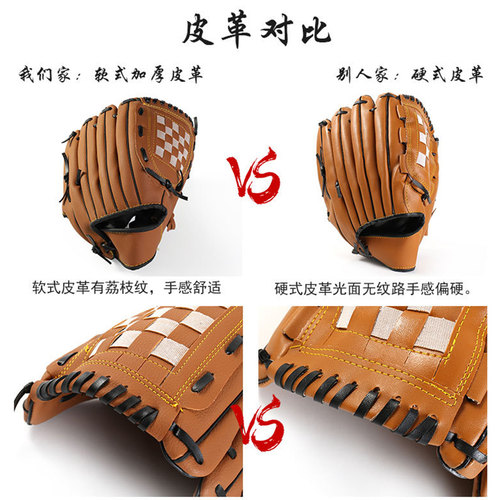 加厚棒球手套儿童少年成人守备打击接球PU手套专业棒垒球拓展道具 - 图3