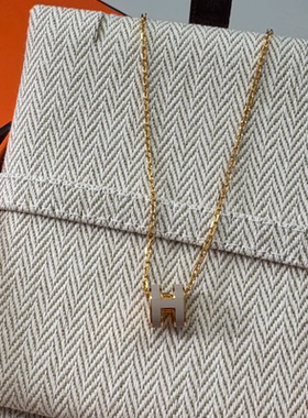 H字母项链女珐琅款镀18k玫瑰金锁骨链吊坠气质轻奢百搭高级感