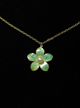 Vintage古着 Pearl cherry blossoms小众花朵珍珠樱花吊坠项链