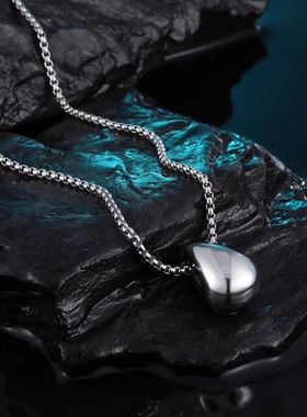 长款水滴吊坠项链女款钛钢毛衣链