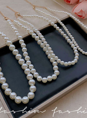 法式慵懒珍珠项链女小众高级感气质百搭锁骨链2025年新款毛衣颈链