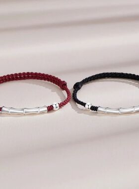 足银999竹节情侣手链男女生手绳