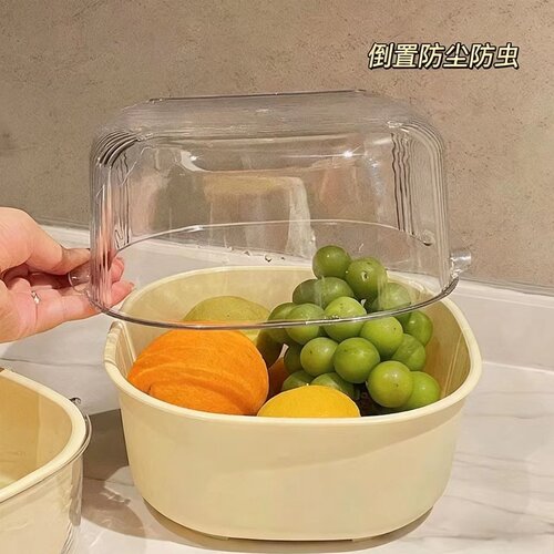 双层沥水篮厨房洗菜盆客厅家用水果盘加厚淘米洗菜篮子收纳食品级 - 图0