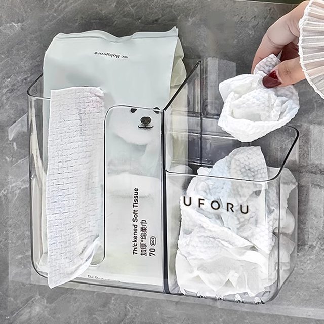 Wall-mounted face towel storage box discarded face towel cotton towel bathroom storage rack two-in-one bathroom