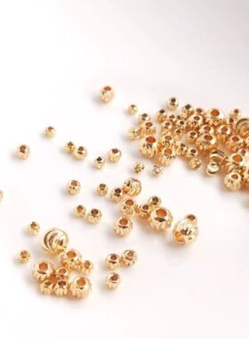 义梦配件白金色玫瑰金横切花珠瓜纹圆珠diy串珠饰品散珠隔珠