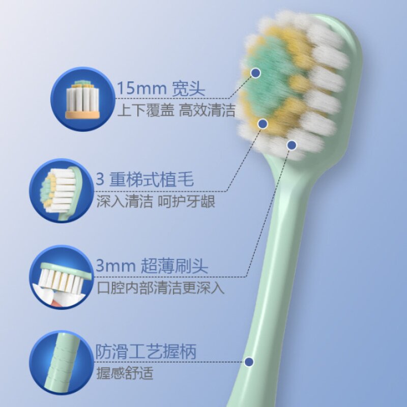 牙刷高颜值高档软毛大头宽头成人情侣深层家用超软清洁家庭装学生