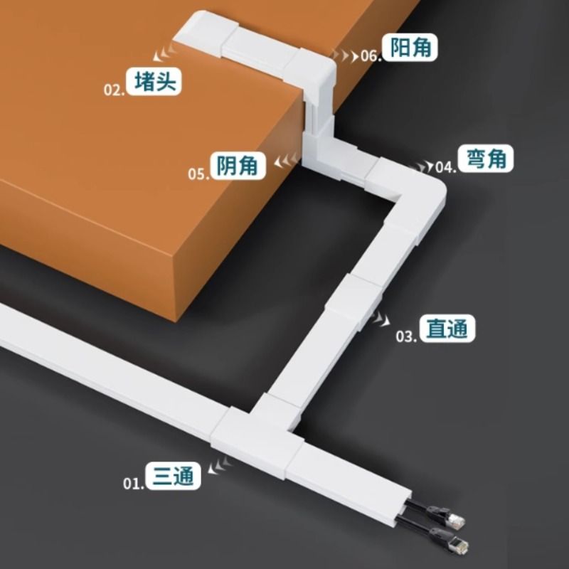 线槽明装pvc电线隐形网线明线装饰走线神器遮挡条理线盒自粘固定 - 图2