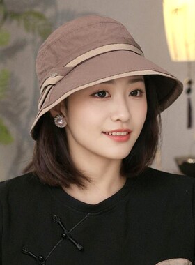 速干遮阳防晒帽春秋新款渔夫帽凉帽遮脸太阳帽女可折叠帽檐轻薄