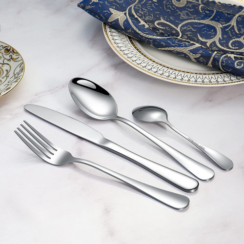 酒店专用西餐餐具牛排刀叉三件套不锈钢叉子勺子套装家用汤勺调羹 - 图0