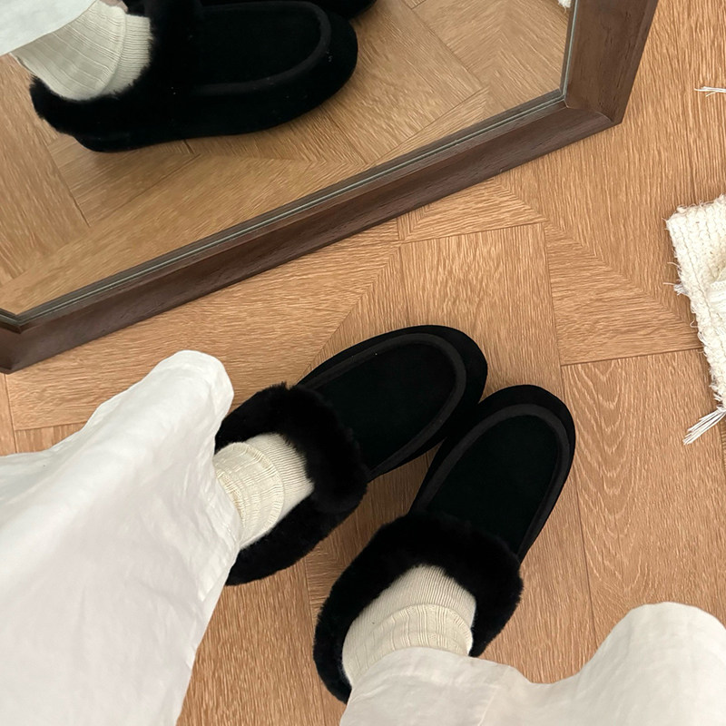 河南桑坡冬季新款翻毛雪地靴女羊皮毛一体一脚蹬懒人鞋穆勒鞋平底,淘宝优惠券,粉丝福利购,淘宝优惠卷