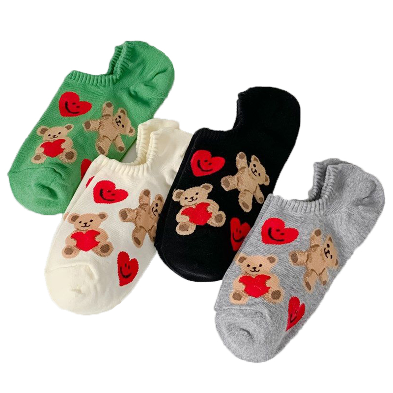 小熊夏季爱心浅口防滑不掉跟女短袜 天天特卖工厂店船袜